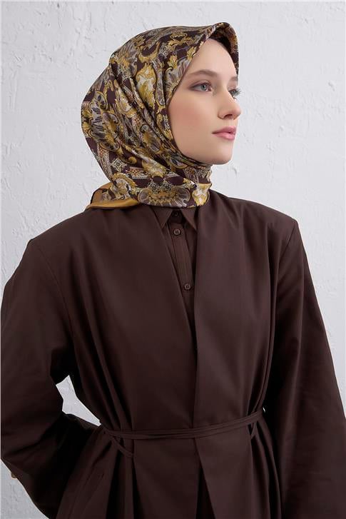 Armine Etnik Desen Saf İpek Twill Eşarp 9416D 32