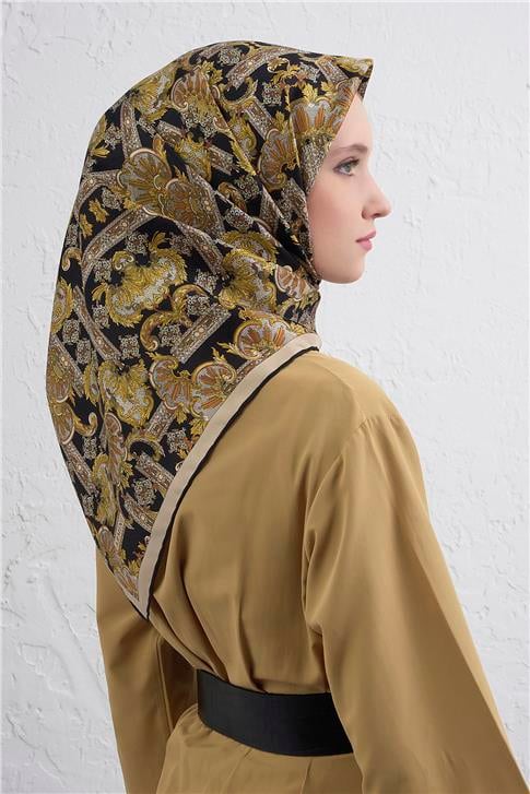 Armine Etnik Desen Saf İpek Twill Eşarp 9416D 34