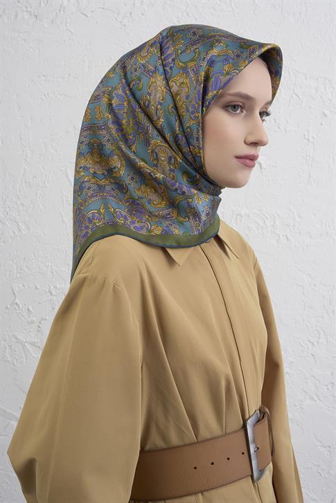 Armine Etnik Desen Saf İpek Twill Eşarp 9416D 52