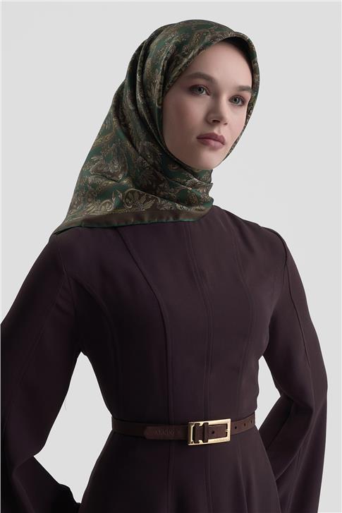 Armine Etnik Desen Saf İpek Twill Eşarp 9416D 58