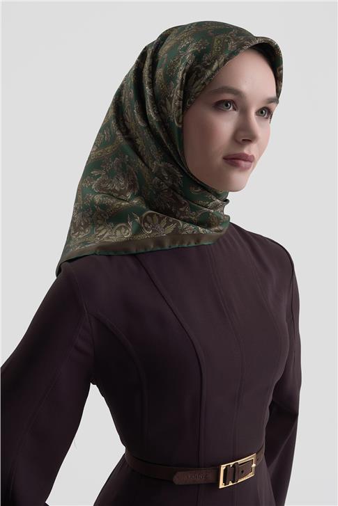 Armine Etnik Desen Saf İpek Twill Eşarp 9416D 58