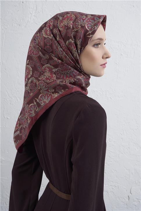 Armine Etnik Desen Saf İpek Twill Eşarp 9416D 84 