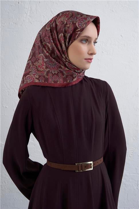 Armine Etnik Desen Saf İpek Twill Eşarp 9416D 84 