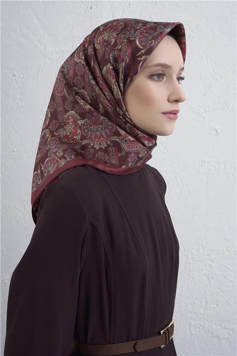 Armine Etnik Desen Saf İpek Twill Eşarp 9416D 84 