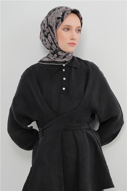 Armine Etnik Desen Saf İpek Twill Eşarp 9416D 86