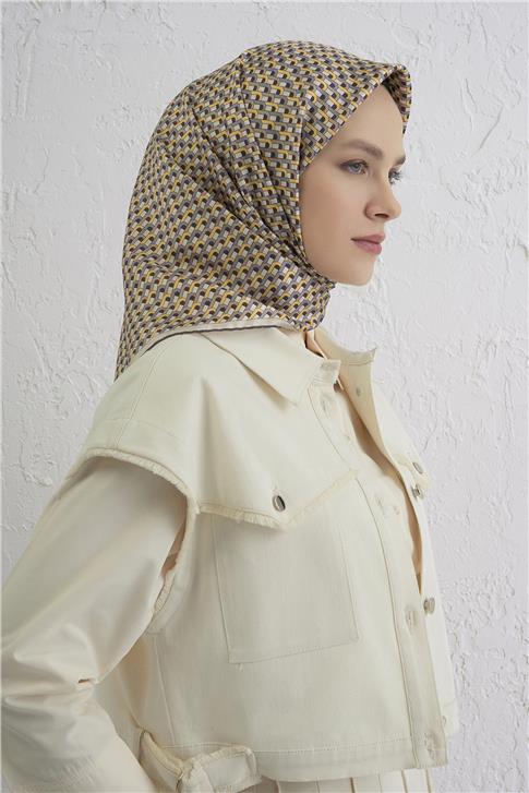 Armine Geometrik Desenli Saf İpek Twill Eşarp 9417D 31