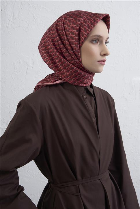 Armine Geometrik Desenli Saf İpek Twill Eşarp 9417D 35