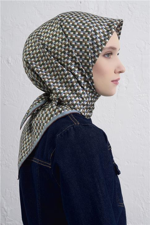 Armine Geometrik Desenli Saf İpek Twill Eşarp 9417D 81