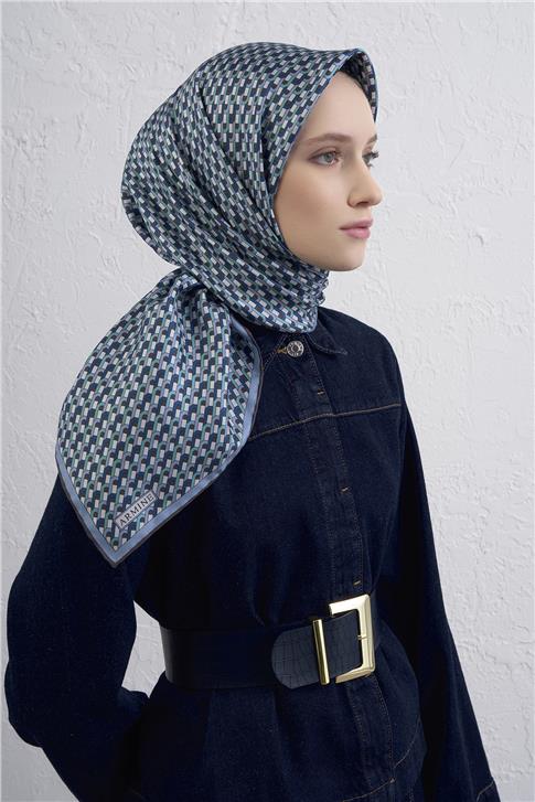 Armine Geometrik Desenli Saf İpek Twill Eşarp 9417D 84