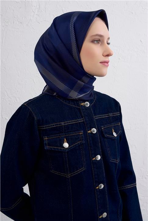 Armine Geometrik Desenli Saf İpek Twill Eşarp 9418D 51