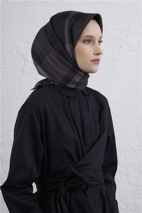 Armine Geometrik Desenli Saf İpek Twill Eşarp 9418D 81