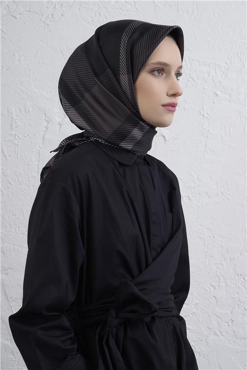 Armine Geometrik Desenli Saf İpek Twill Eşarp 9418D 81