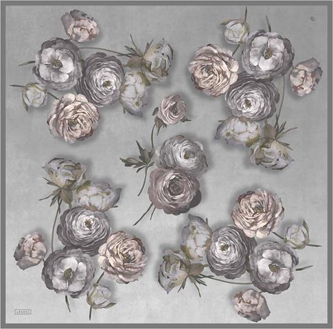 Armine Çiçek Desenli Saf İpek Twill Eşarp 9419D 03