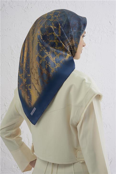 Armine Soyut Desenli Saf İpek Twill Eşarp 9420D 54