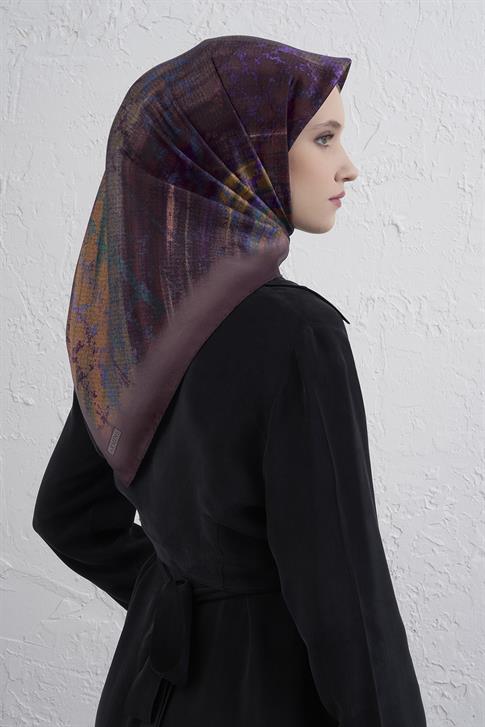 Armine Soyut Desenli Saf İpek Twill Eşarp 9420D 80 