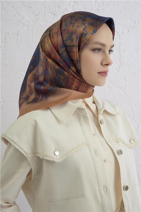 Armine Soyut Desenli Saf İpek Twill Eşarp 9420D 82
