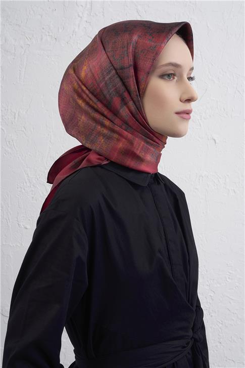 Armine Soyut Desenli Saf İpek Twill Eşarp 9420D 85