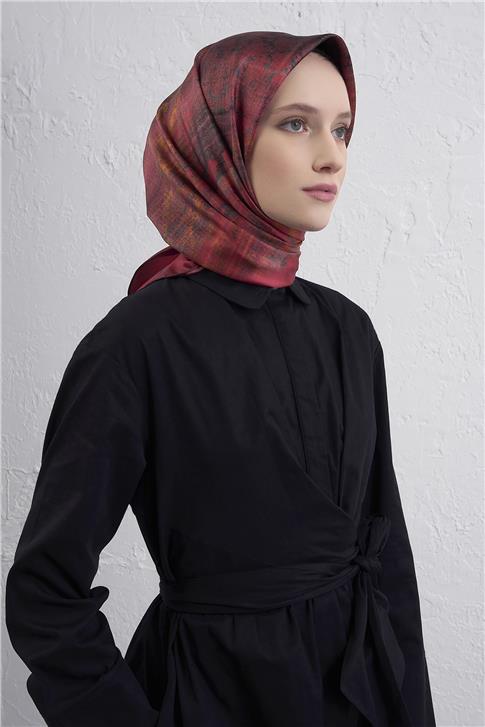 Armine Soyut Desenli Saf İpek Twill Eşarp 9420D 85