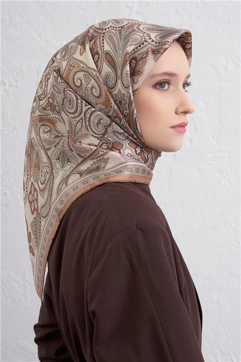 Armine Etnik Desen Saf İpek Twill Eşarp 9421D 04