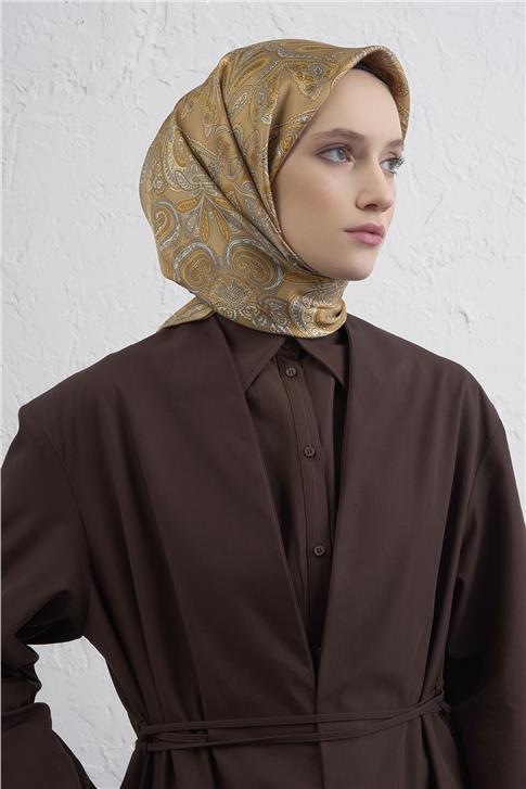 Armine Etnik Desen Saf İpek Twill Eşarp 9421D 05
