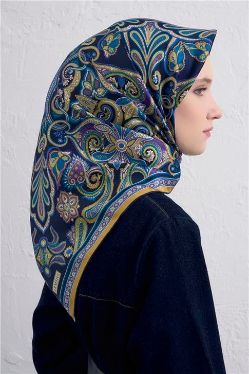 Armine Etnik Desen Saf İpek Twill Eşarp 9421D 08