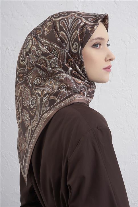 Armine Etnik Desen Saf İpek Twill Eşarp 9421D 32