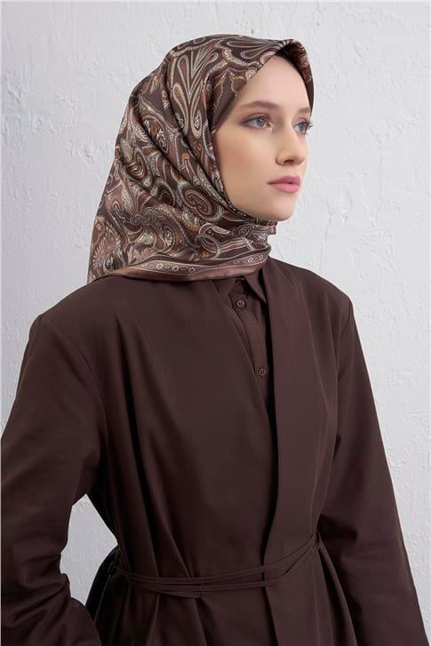 Armine Etnik Desen Saf İpek Twill Eşarp 9421D 32