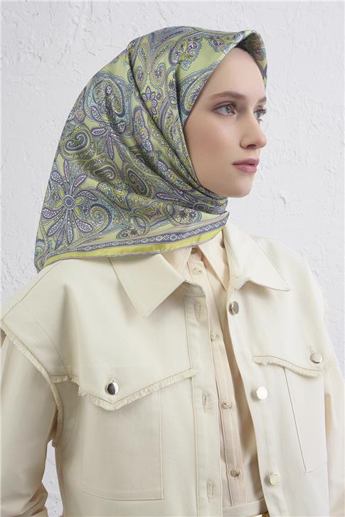 Armine Etnik Desen Saf İpek Twill Eşarp 9421D 83