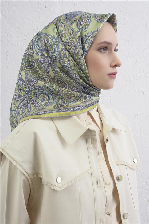 Armine Etnik Desen Saf İpek Twill Eşarp 9421D 83