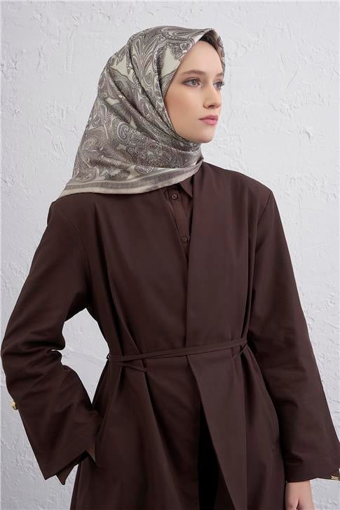 Armine Etnik Desen Saf İpek Twill Eşarp 9421D 84
