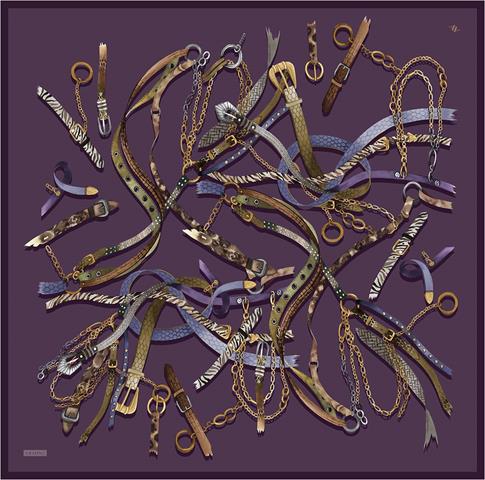 Armine Obje Desenli Saf İpek Twill Eşarp 9422D 09