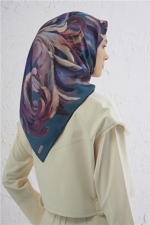 Armine Soyut Desenli Saf İpek Twill Eşarp 9423D 35