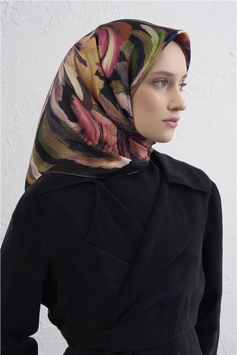 Armine Soyut Desenli Saf İpek Twill Eşarp 9423D 36