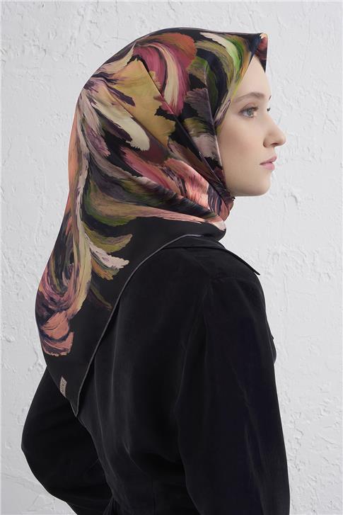 Armine Soyut Desenli Saf İpek Twill Eşarp 9423D 36