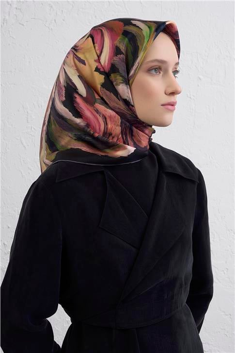 Armine Soyut Desenli Saf İpek Twill Eşarp 9423D 36