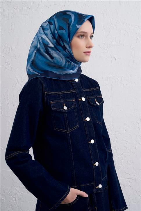 Armine Soyut Desenli Saf İpek Twill Eşarp 9423D 54