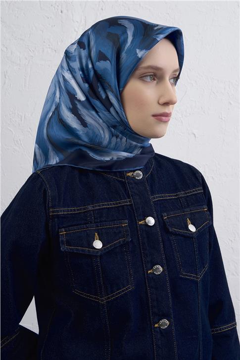 Armine Soyut Desenli Saf İpek Twill Eşarp 9423D 54