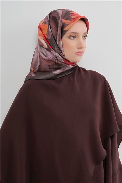 Armine Soyut Desenli Saf İpek Twill Eşarp 9423D 56