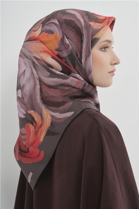 Armine Soyut Desenli Saf İpek Twill Eşarp 9423D 56