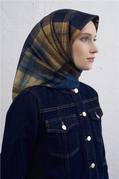 Armine Geometrik Desenli Saf İpek Twill Eşarp 9424D 04