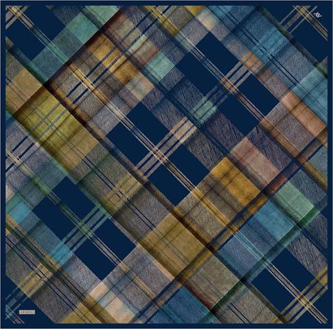 Armine Geometrik Desenli Saf İpek Twill Eşarp 9424D 04