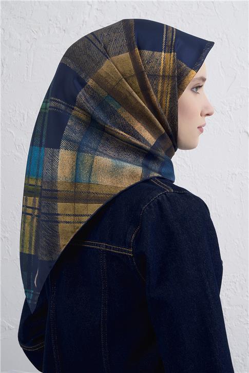 Armine Geometrik Desenli Saf İpek Twill Eşarp 9424D 04