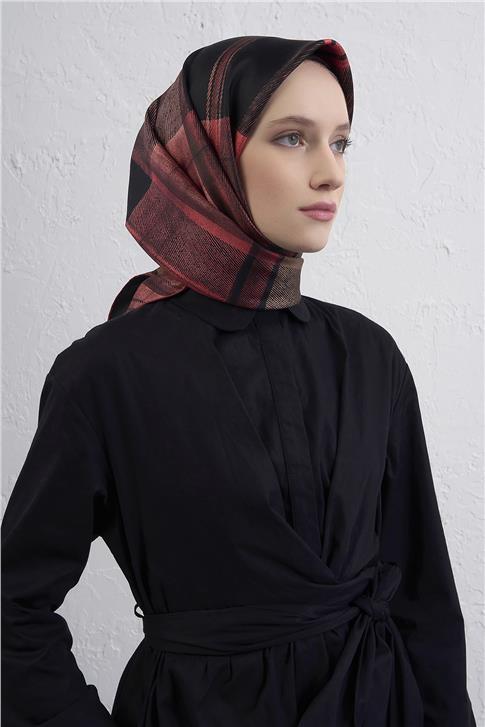 Armine Geometrik Desenli Saf İpek Twill Eşarp 9424D 32