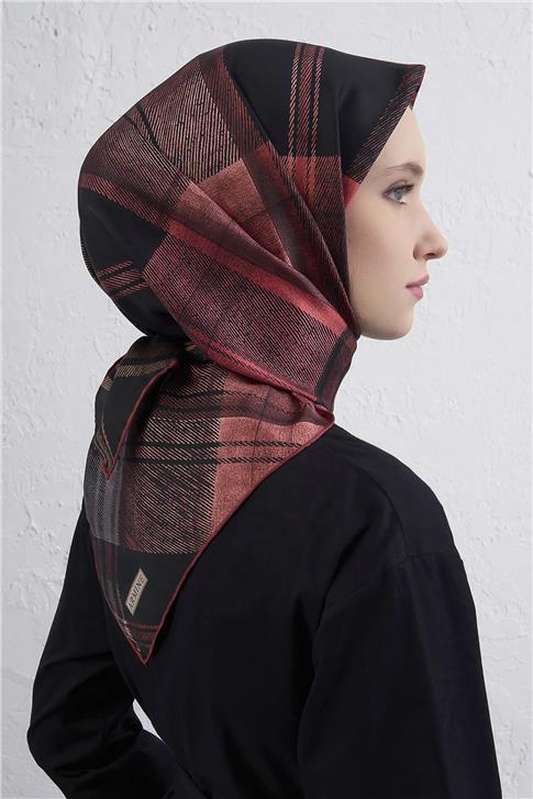 Armine Geometrik Desenli Saf İpek Twill Eşarp 9424D 32