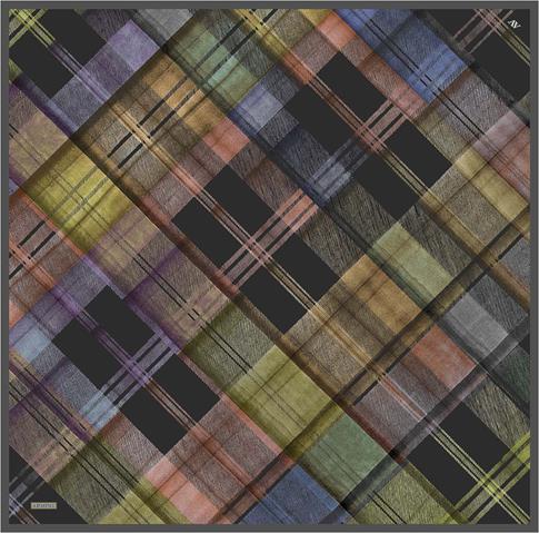 Armine Geometrik Desenli Saf İpek Twill Eşarp 9424D 80 