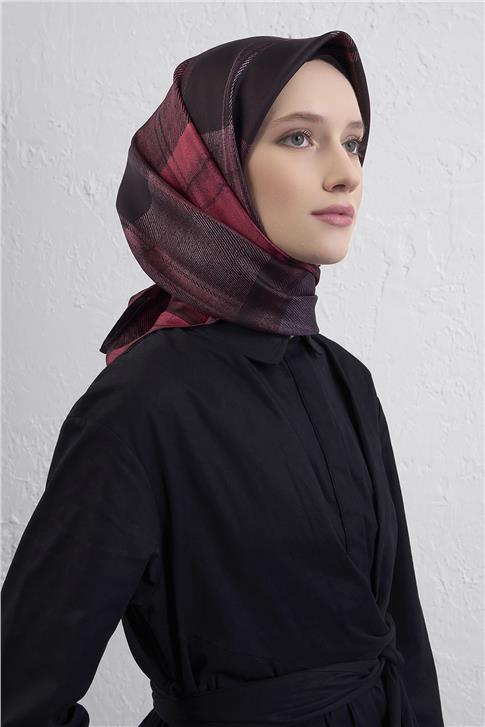 Armine Geometrik Desenli Saf İpek Twill Eşarp 9424D 82