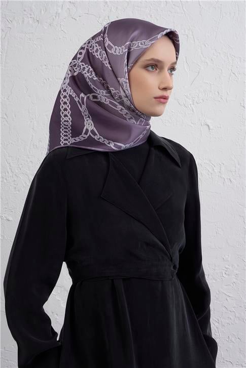 Armine Geometrik Desenli Saf İpek Twill Eşarp 9427D 31