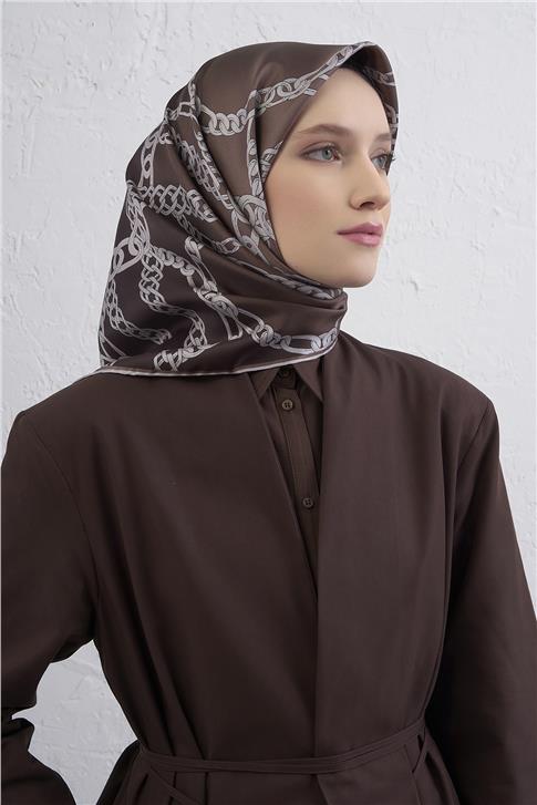 Armine Geometrik Desenli Saf İpek Twill Eşarp 9427D 81