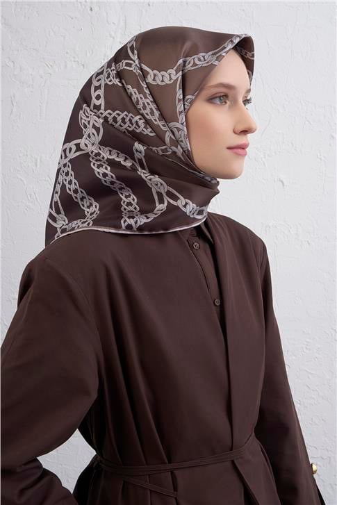 Armine Geometrik Desenli Saf İpek Twill Eşarp 9427D 81