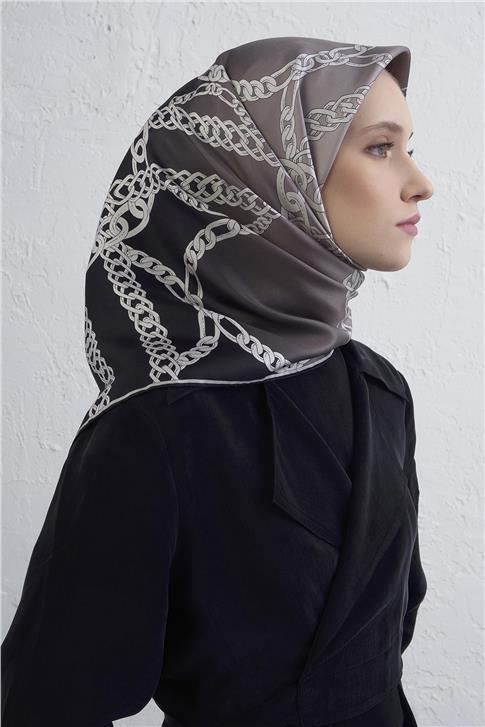 Armine Geometrik Desenli Saf İpek Twill Eşarp 9427D 82